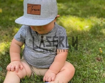 Custom Toddler Hat, Custom infant hat, Signature hat, Child hat, baby hat, Leather Patch Hat, Gift, Christmas, Holidays,