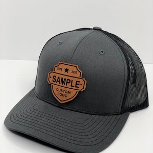 24 Custom Logo Hats, Custom Leather Patch Hat , Cap, Leather Engraved ...