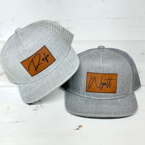 Custom Toddler Hat with Mesh Back, Custom infant hat, Signature hat, Child hat, baby hat, Leather Patch Hat