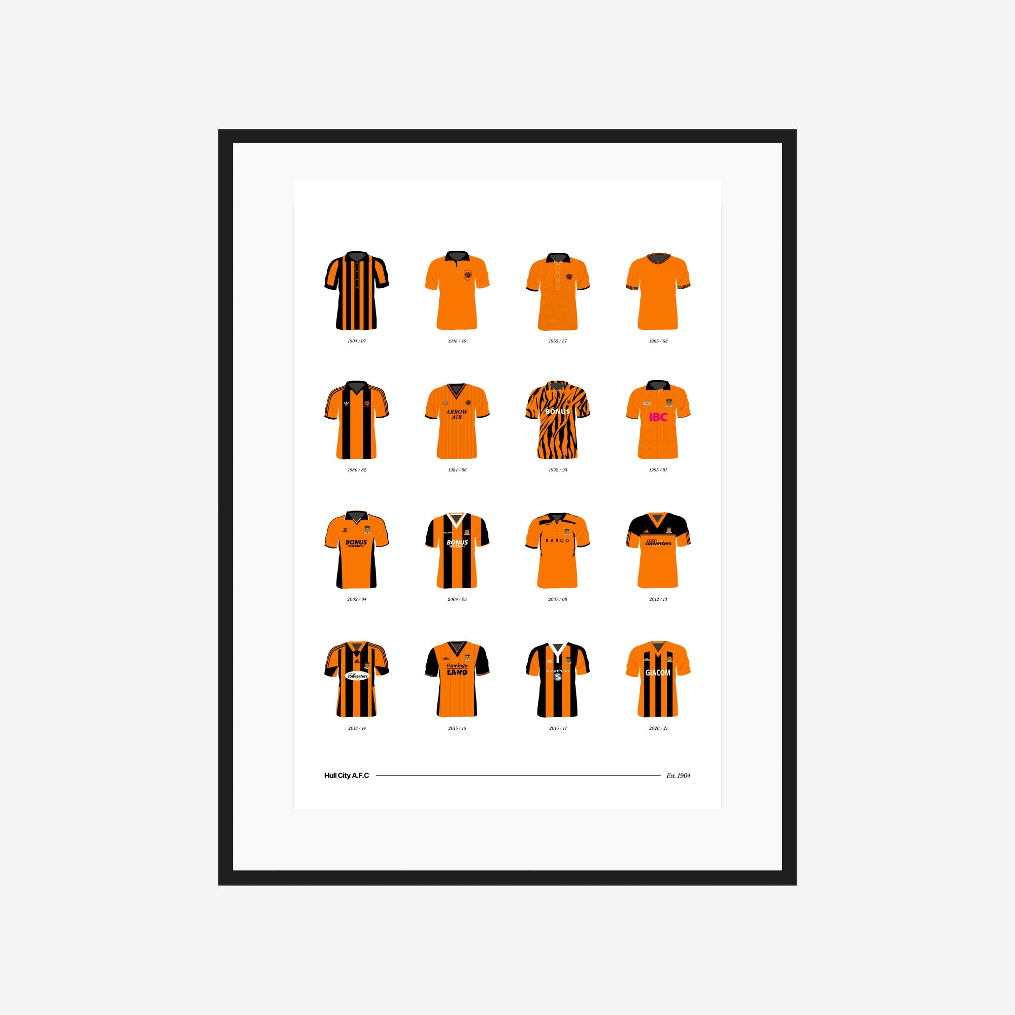 Hull City AFC Classic Kits 1904 to 2021 A3 Poster Etsy