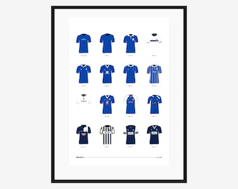 Millwall FC Classic Kits Print - 1885 to 2021 - A3/A4 Poster - Football Team Gift