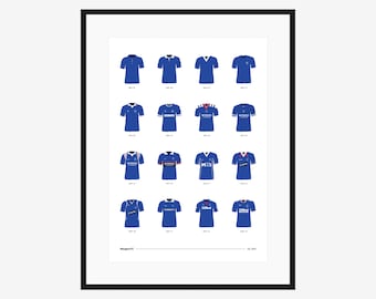 Rangers FC Classic Kits - 1920 to 2021 - A3/A4 Poster - Football Gift