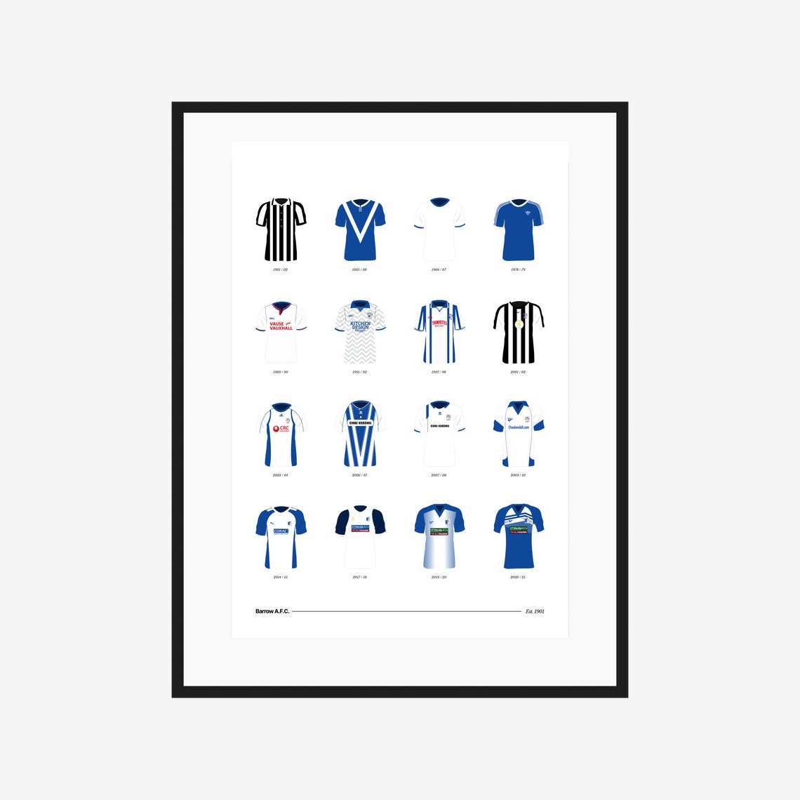 Barrow AFC Classic Kits 1901 to 2021 A3/A4 Poster Football Team Gift Etsy