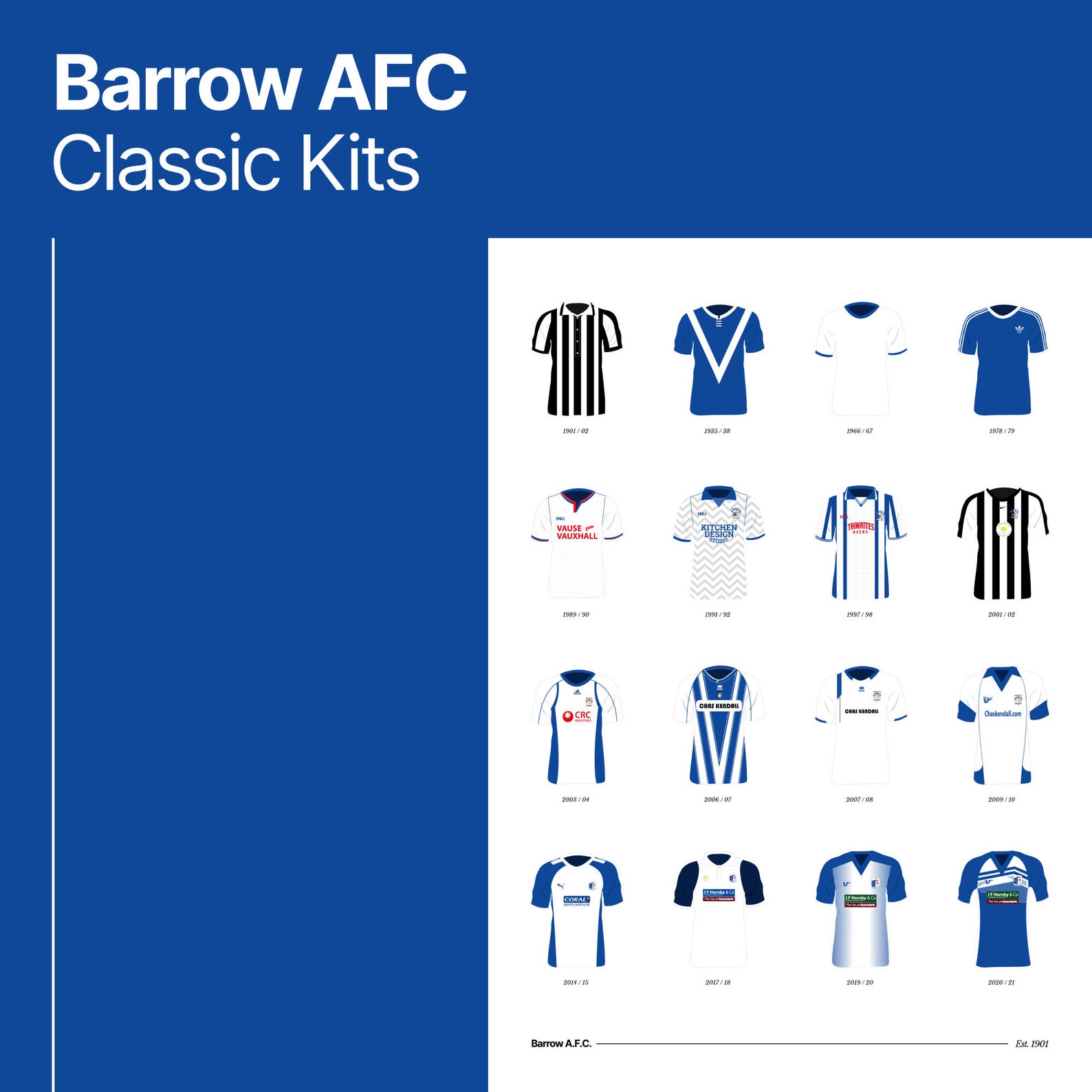 Barrow AFC Classic Kits 1901 to 2021 A3/A4 Poster Football Team Gift Etsy