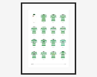 Celtic FC Classic Kits - 1888 to 2019 - A3/A4 Poster - Football Fan Gift
