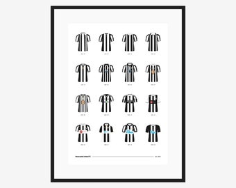 Newcastle United Classic Kits - 1894 to 2020 - A3/A4 Poster - Football Fan Gift