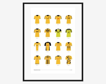 Borussia Dortmund Classic Kits - 1969 to 2021 - A3 Poster - Football Team Gift