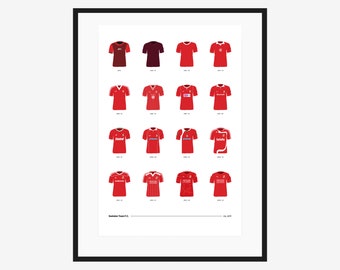 Swindon Town FC Classic Kits - 1879 to 2021 - A3/A4 Poster - Football Team Gift