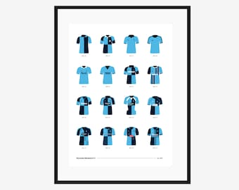 Wycombe Wanderers FC Classic Kits - 1887 to 2021 - A3/A4 Poster - Football Team Gift
