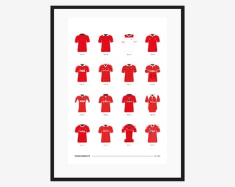 Charlton Athletic FC Classic Kits - 1905 to 2021 - A3/A4 Poster - Football Team Gift