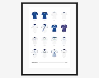 Tranmere Rovers FC Classic Kits - 1920 to 2021 - A3/A4 Poster - Football Team Gift