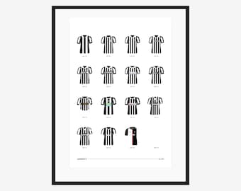 Juventus FC Classic Kits - 1905 to 2021 - A3/A4 Poster - Football Gift Print