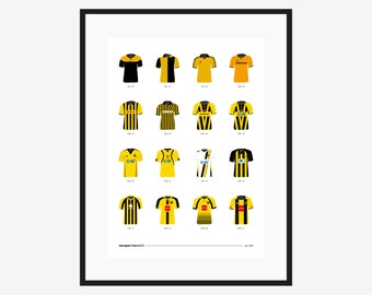 Harrogate Town AFC Classic Kits - 1914 to 2021 - A3/A4 Poster - Football Team Gift