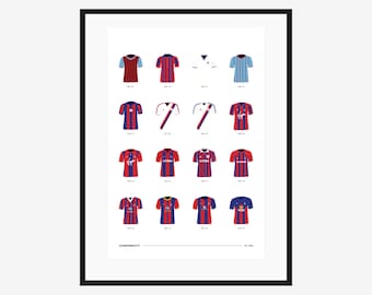 Crystal Palace FC Classic Kits - 1905 to 2021 - A3/A4 Poster - Football Team Gift