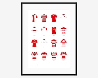 Doncaster Rovers FC Classic Kits - 1879 to 2021 - A3/A4 Poster - Football Team Gift