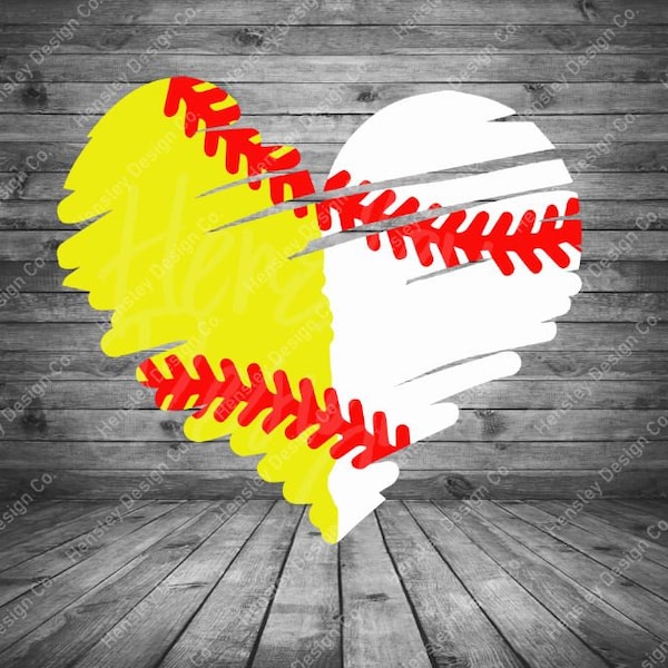 Softball Baseball Heart Design SVG