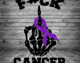 Fuck Cancer Skeleton Hand Design SVG