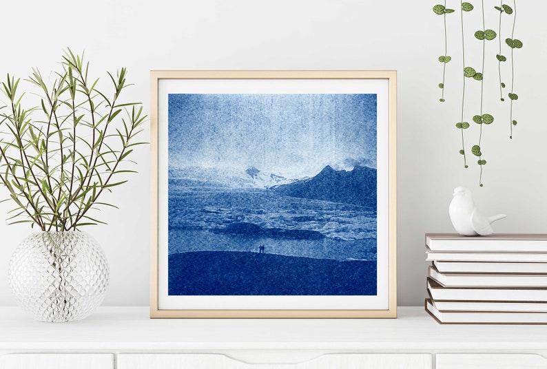 Digital Cyanotype Print, Modern Art, Wall Art, Iceland Poster image 1