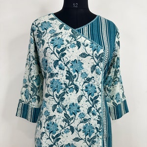 Tunic Tops For Women - Floral Printed Empire Top - Short Kurta - Kurtis For Women - Summer Tops Tees T-shirt Plus Size Boho Tops