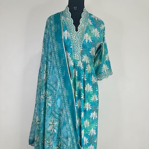 Teal Blue Pakistani Designer Kurta Palazzo suit Straight Kurta partywear suit for women 3pcSuit kurta Salwar Kameez Set Indian wedding dress