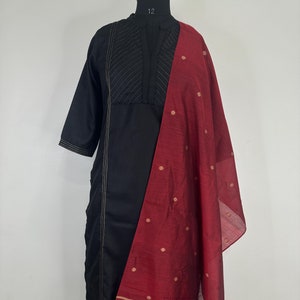 Kurta Sets Women - Black Thread Work Kurta with Trousers & Dupatta Kurta Set - Salwar Kameez 3 Piece Set - Party Wear - Indian Wedding Wear