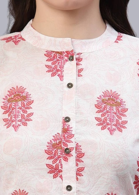 Rajputana Camisa Cotton Floral Printed Tunic Short Kurti for Women -