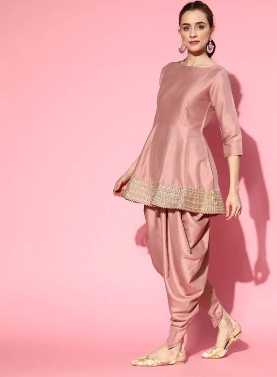 Buy Pakistani Latest Designer Short Anarkali Kurta With Dhoti & Dupatta,  Nikkah Special Heavy Work 3 Piece Salwar Kameez Readymade for Women USA  Online in India - Etsy