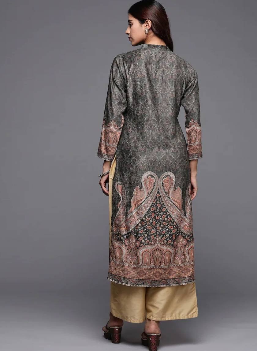 Women Cotton Olive Paisley Print Kurta Comfort Pant Dupatta main image 0