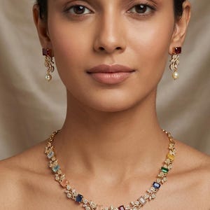 Ruby Necklace Oxidised Pearl Silver Choker Necklace Bridal Necklace CZ Zircon Jewelry Set Indian Wedding Jewelry Pink Necklace Ethnic