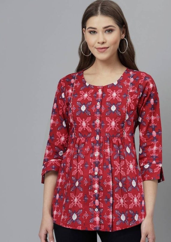 Cotton 3/4th Sleeve Ladies Fancy Check Shirt Kurti, Size: Small at Rs  395/piece in Mumbai