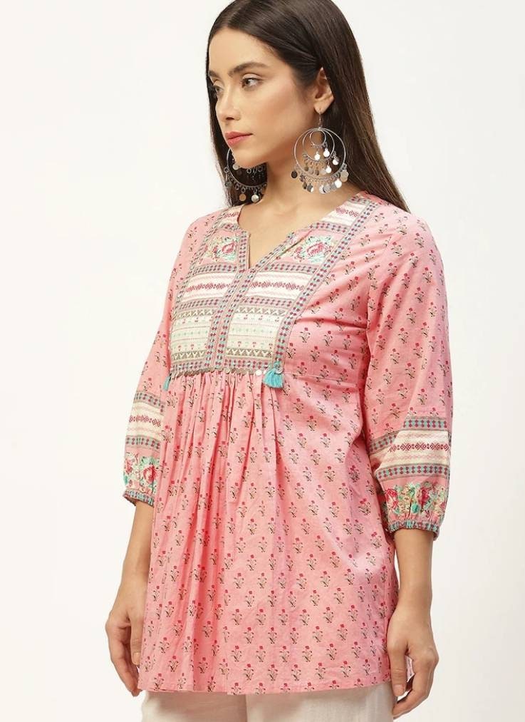 Elira Short Cotton Kurta Top- Pastel Pink main image 1