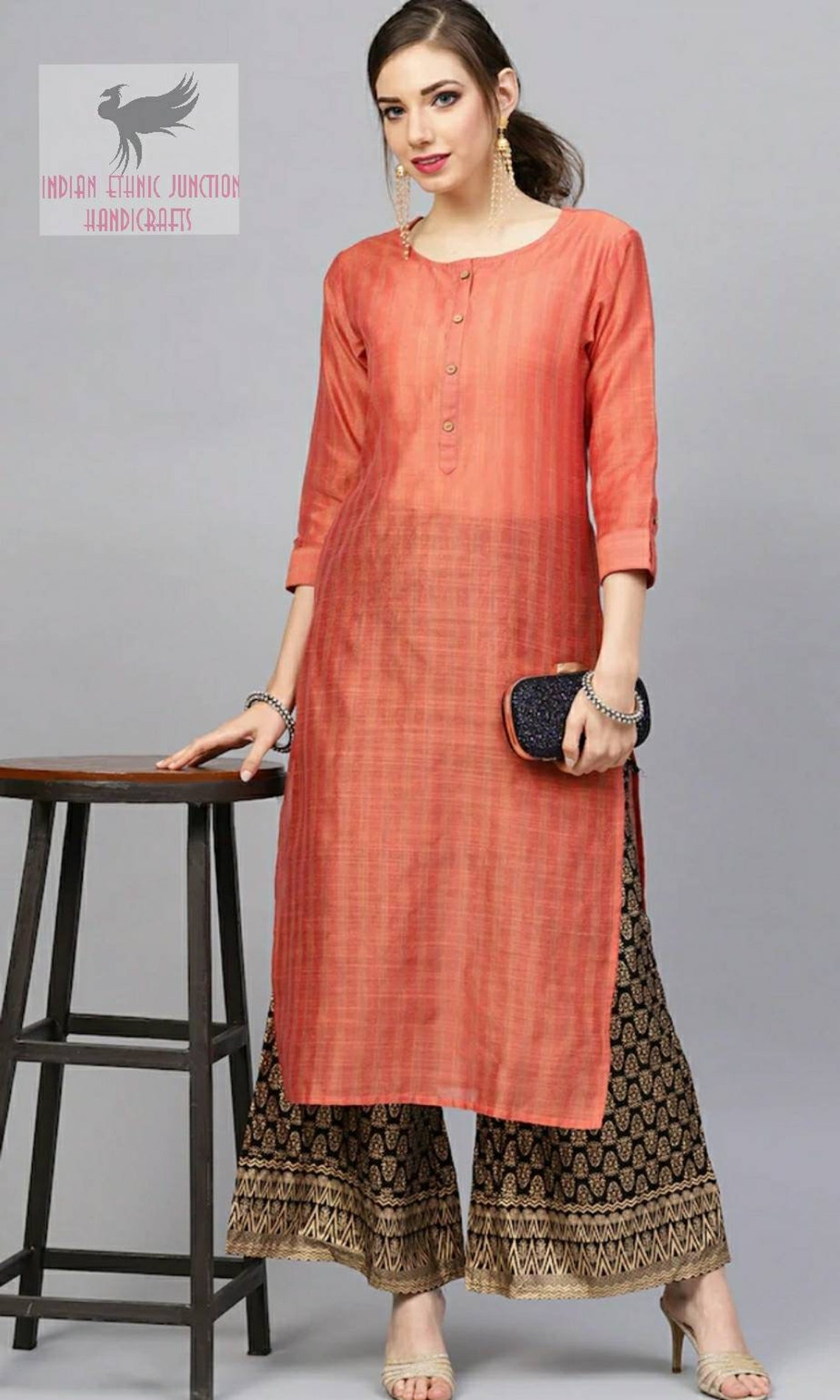 rust orange kurti