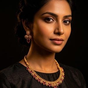 Ruby Necklace Oxidised Pearl Silver Choker Necklace Bridal Necklace CZ Zircon Jewelry Set Indian Wedding Jewelry Gold Necklace Ethnic