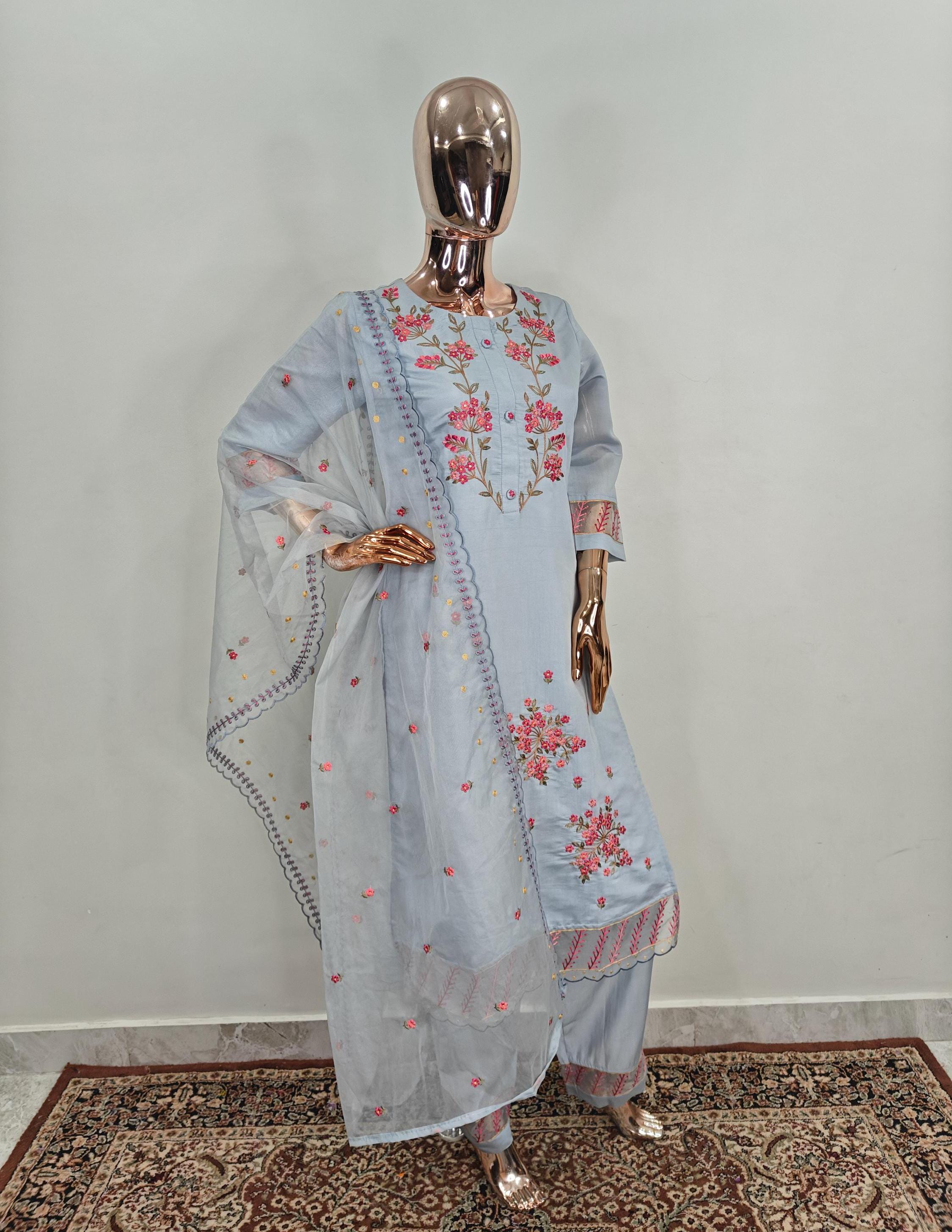 ash blue color combination dress Dioleta (Ash Blue) – DoubleWoot main image 0
