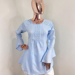 Tunic Tops For Women - Floral Embroidered Empire Top - Short Kurta - Kurtis For Women - Summer Tops Tees T-shirt Plus Size Boho Tops