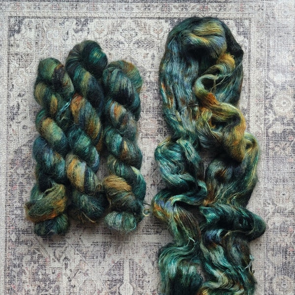 Ocean Jasper: Teal, Suri Silk Haze, Lace, Baby Suri Alpaca, Silk blend Yarn