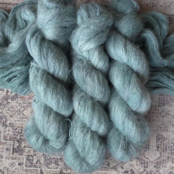 Robin's Egg: Blue Suri Silk Haze, Lace, Baby Suri Alpaca, Silk blend Yarn