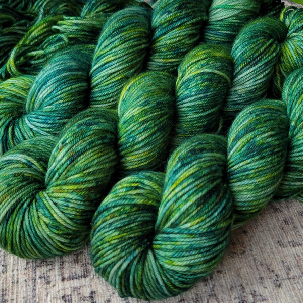 Emerald City: Green, Spruce DK, Superwash Merino, Hand Dyed Wool Yarn