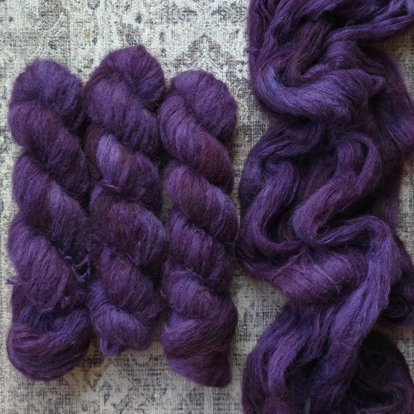 Vampy: Purple Suri Silk Haze, Lace, Baby Suri Alpaca, Silk blend Yarn