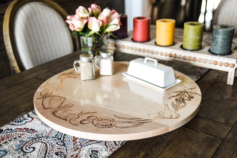 Lazy Susan Wood, Tuscan Design, Maple Lazy Susan, large lazy susan, rustic lazy susan, farmhouse table decor, Personalized shops Lazy Susan
