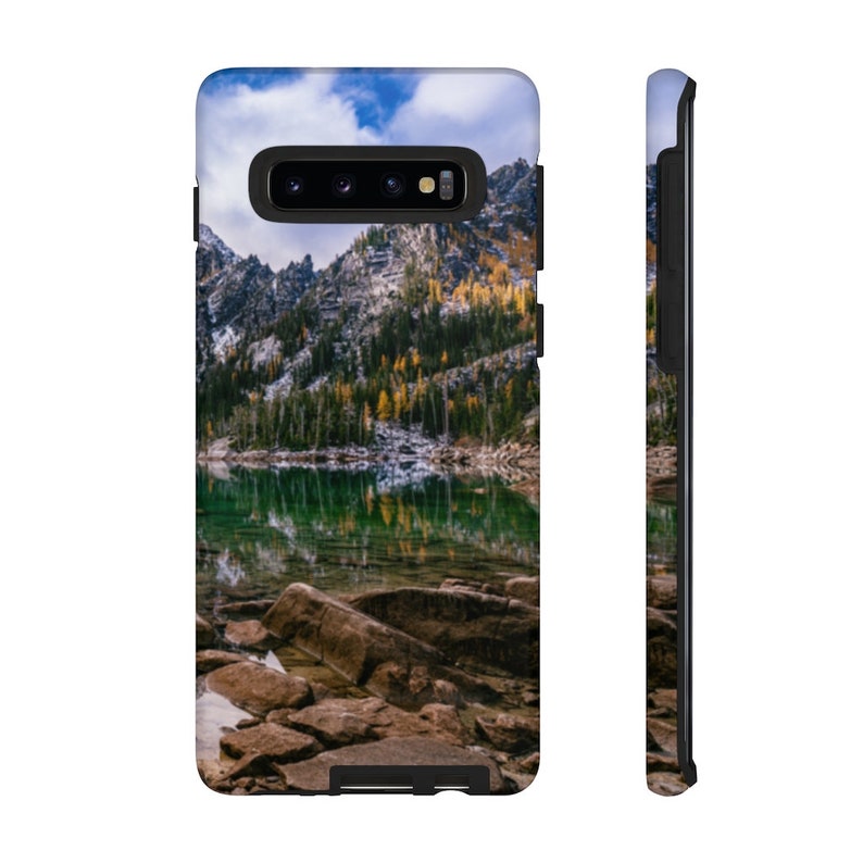 Colchuck Lake Washington Mountain Hiking Adventure Premium Tough Wireless Charging Phone Case for Apple iPhone Samsung Galaxy
