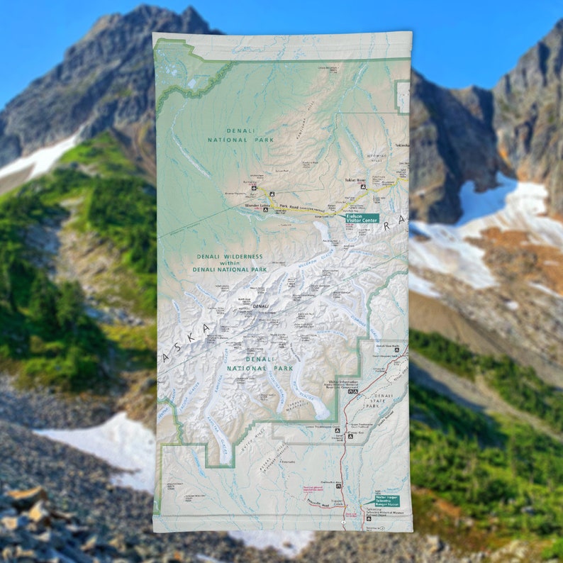 Denali National Park Alaska Map Trail Map Mountain Hiking Etsy