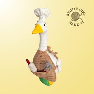 Crochet Porch Goose Baker Outfit Pattern: Chef Hat, Apron, & Props (PDF Download)