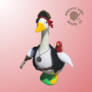 Pirate Porch Goose Crochet Pattern - DIY Goose Outfit - Parrot, Eye Patch, Vest & Hat - Porch Goose Clothing - Halloween Goose Outfit - PDF