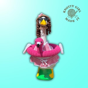 Lazy River Girl Porch Goose With Flamingo Pool Floaty Bikini Crochet Pattern PDF Instant Download