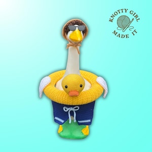 Lazy River Boy Porch Goose With Duck Pool Floaty Crochet Pattern PDF Instant Download