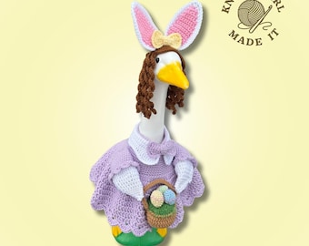 Osterhase Mädchen mit Korb Frühling Porch Gans Outfit Häkelanleitung PDF Instant Download
