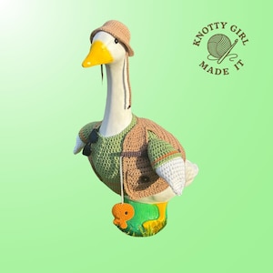 Crochet Fishing Goose Outfit Pattern: Summer Porch Decor (PDF Pattern