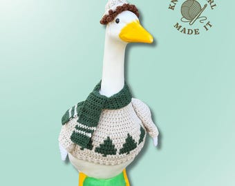 Christmas Winter Sweater Porch Goose With Scarf and Hat Crochet Pattern PDF Instant Download