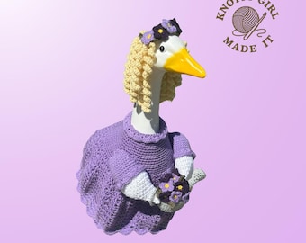Violet Dress Porch Goose with Watering Can Outfit Crochet Pattern PDF Instant Download